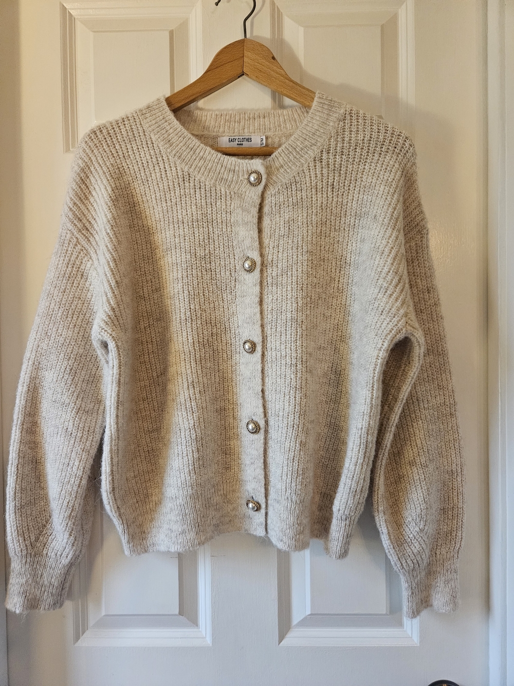 Easy Clothes Paris Cream Cardigan Sweater Size S/M